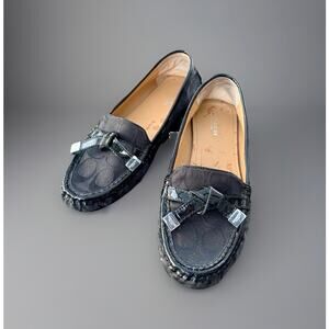 Coach Frida Black Signature C Loafers Flats Womens Size 8B Patent Trim